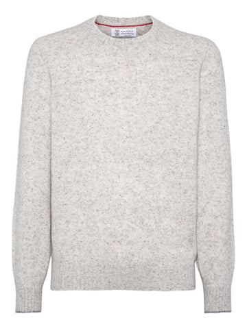 Brunello Cucinelli Flecked alpaca, wool, silk and cotton sweater