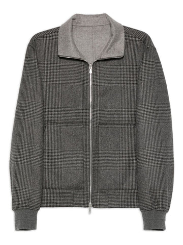 Brunello Cucinelli Check-pattern zip-up bomber jacket