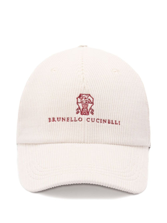 Brunello Cucinelli Baseball hat in comfortable cotton and cashmere corduroy with embroidered logo