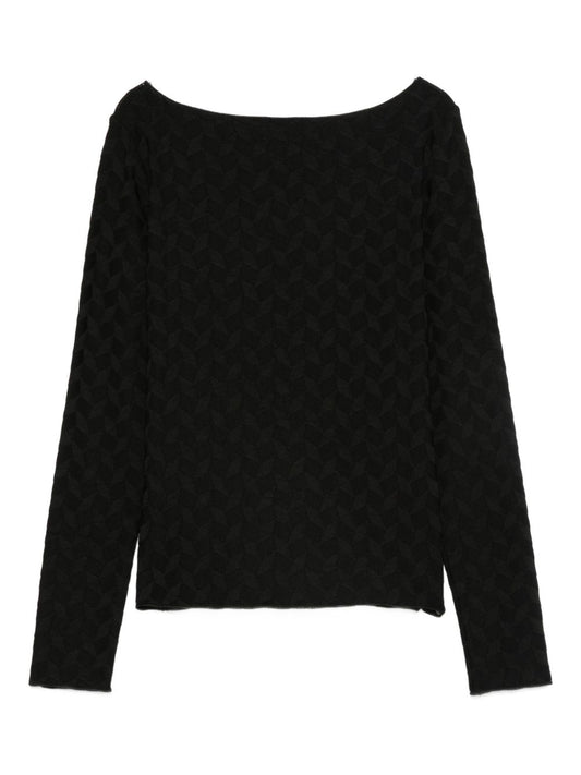 Emporio Armani Jacquard jersey sweater with geometric pattern