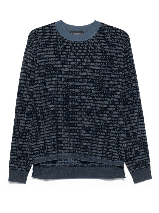 Emporio Armani Wool sweater with printed logo
