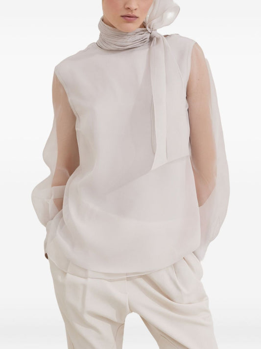 Brunello Cucinelli Pussybow silk blouse