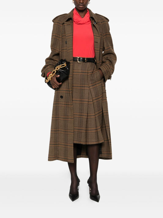 Saint Laurent Prince of Wales wool and cashmere midi skirt