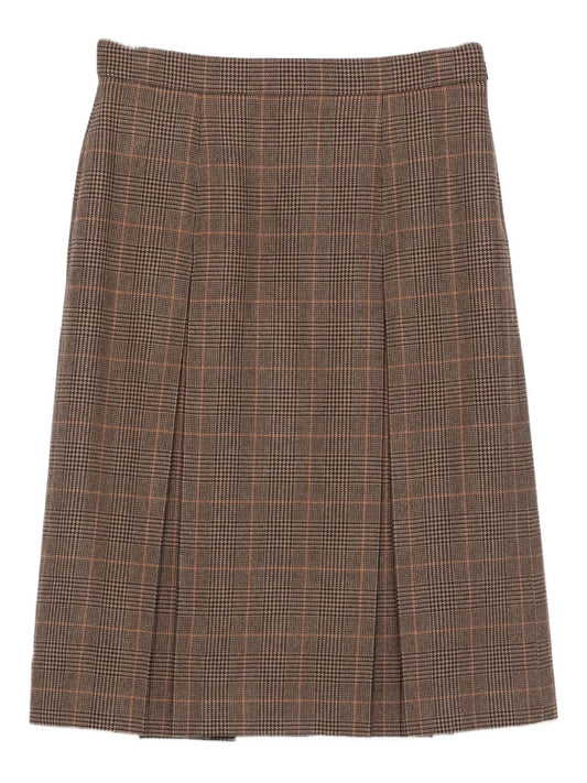 Saint Laurent Prince of Wales wool and cashmere midi skirt