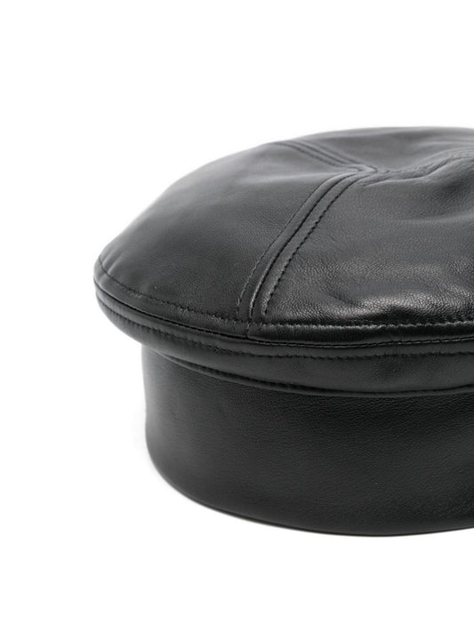 Emporio Armani Nappa leather beret with logo