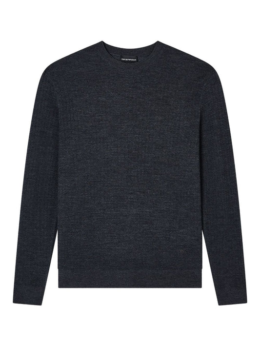 Emporio Armani Virgin wool sweater with raised jacquard pattern