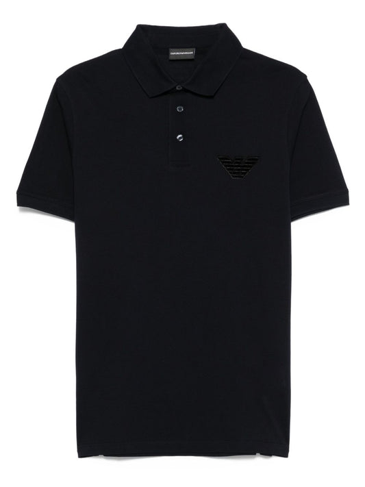Emporio Armani Pique jersey polo shirt with eagle patch