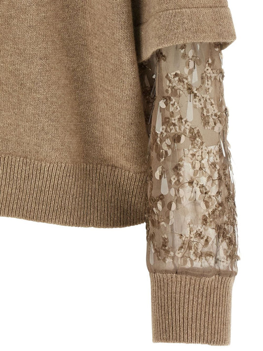 Brunello Cucinelli Sequin-embellished high-neck sweater
