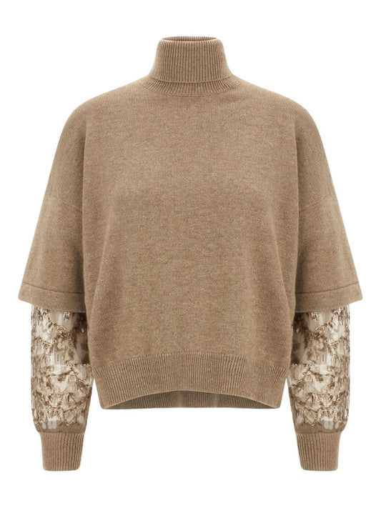 Brunello Cucinelli Sequin-embellished high-neck sweater