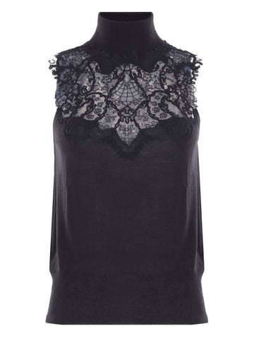 Ermanno Scervino Lace-insert turtleneck top