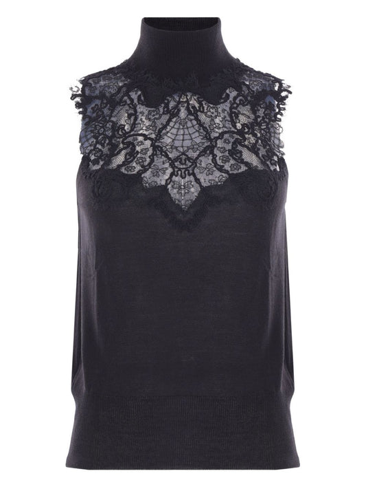 Ermanno Scervino Lace-insert turtleneck top