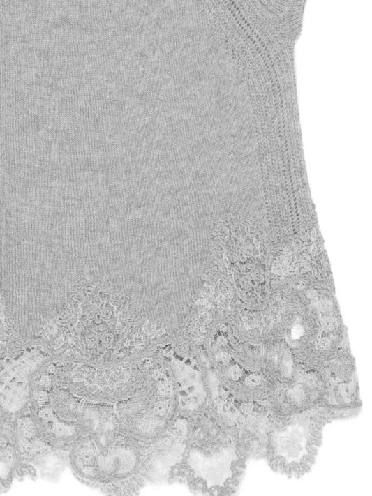Ermanno Scervino Lace-trimmed knit top