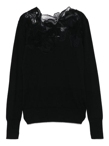 Ermanno Scervino Floral-lace neckline sweater