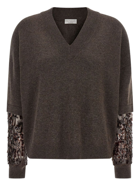 Brunello Cucinelli Sequin-embellished cashmere sweater