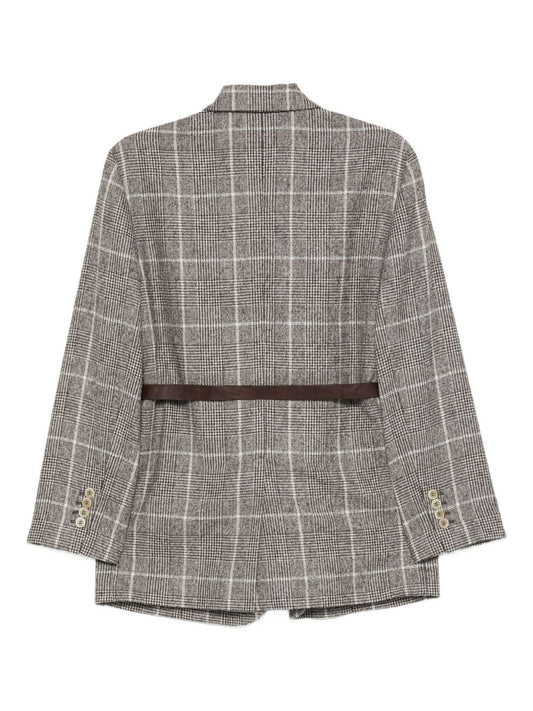 Brunello Cucinelli Check belted blazer
