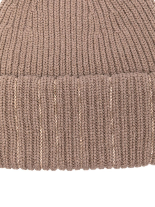 Fabiana Filippi Ribbed metallic-thread beanie hat