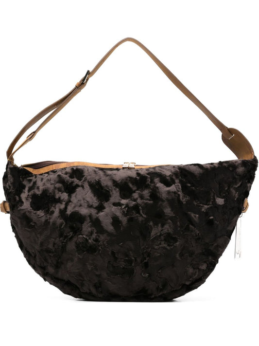 La Milanesa Fur-effect half-moon shoulder bag