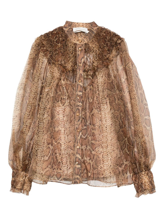 Zimmermann Ruffle-trimmed silk shirt