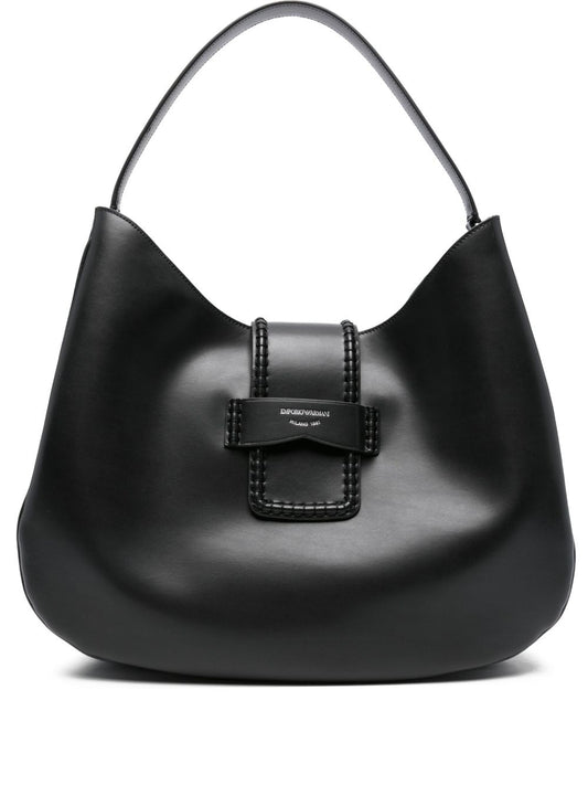 Emporio Armani Braided-detail leather shoulder bag