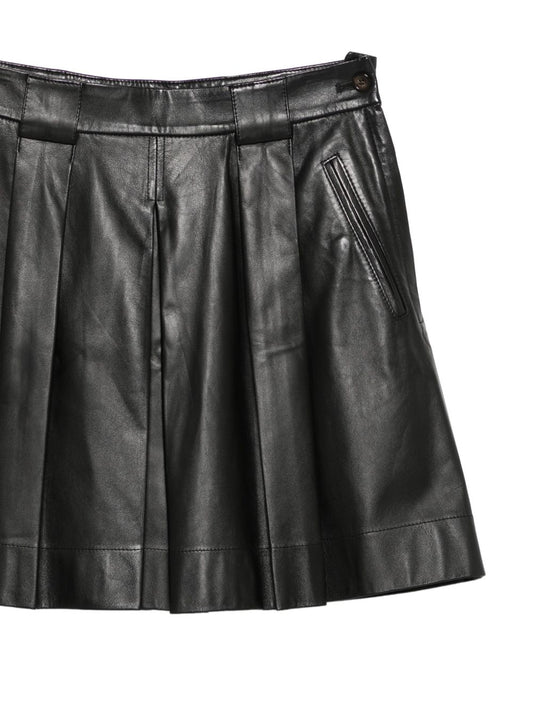 Emporio Armani Pleated leather mini skirt
