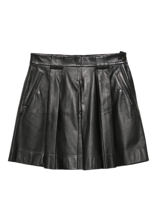 Emporio Armani Pleated leather mini skirt