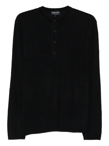 Emporio Armani Henley ribbed sweater
