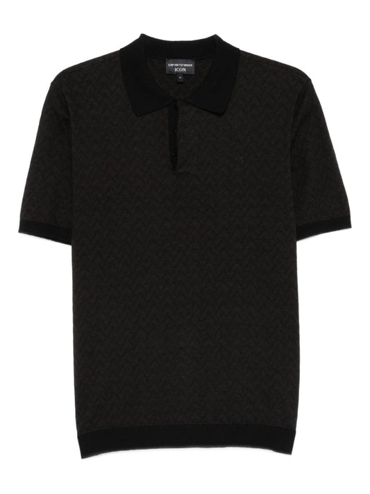 Emporio Armani Icon chevron jacquard polo neck sweater