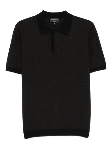 Emporio Armani Icon chevron jacquard polo neck sweater