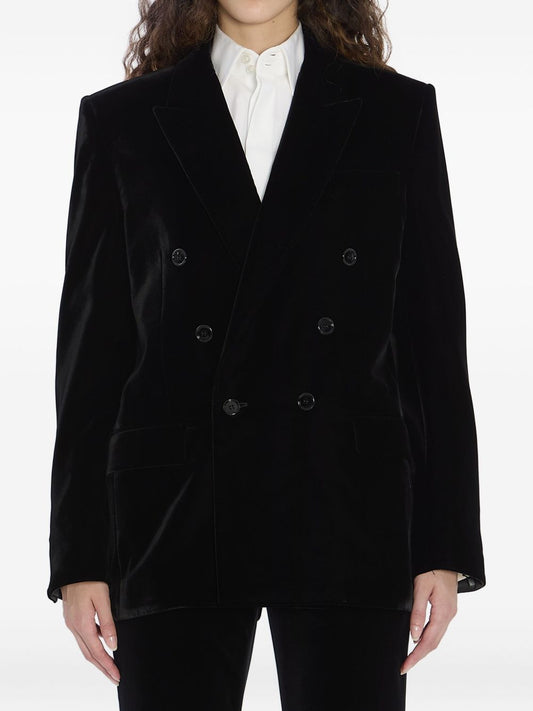 Saint Laurent Cassandre double-breasted velvet jacket