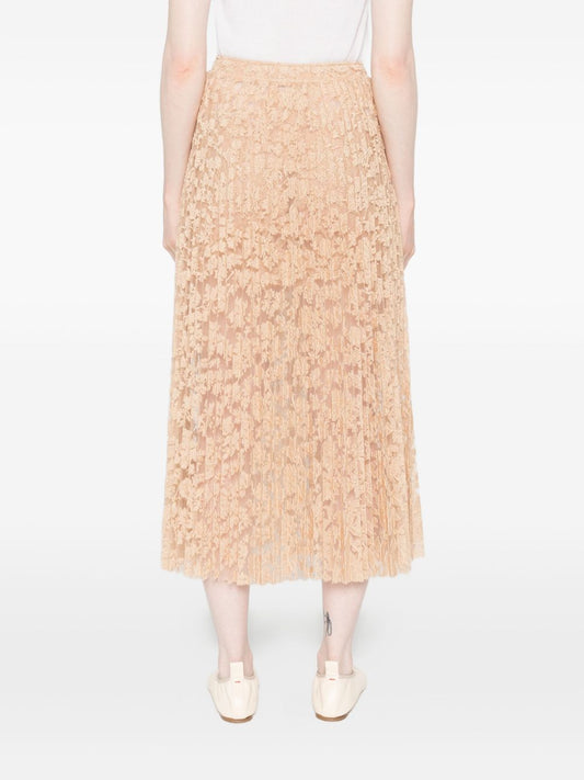 Ermanno Scervino Pleated floral-lace skirt