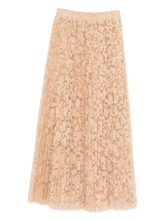 Ermanno Scervino Pleated floral-lace skirt