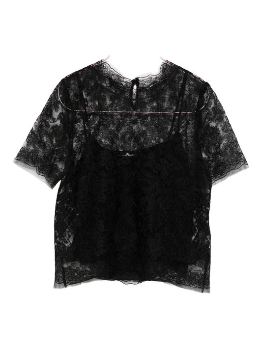 Ermanno Scervino Floral-lace short-sleeve top