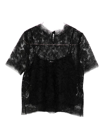 Ermanno Scervino Floral-lace short-sleeve top