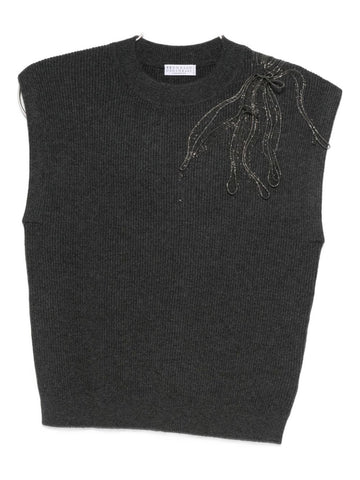 Brunello Cucinelli Embellished knitted vest