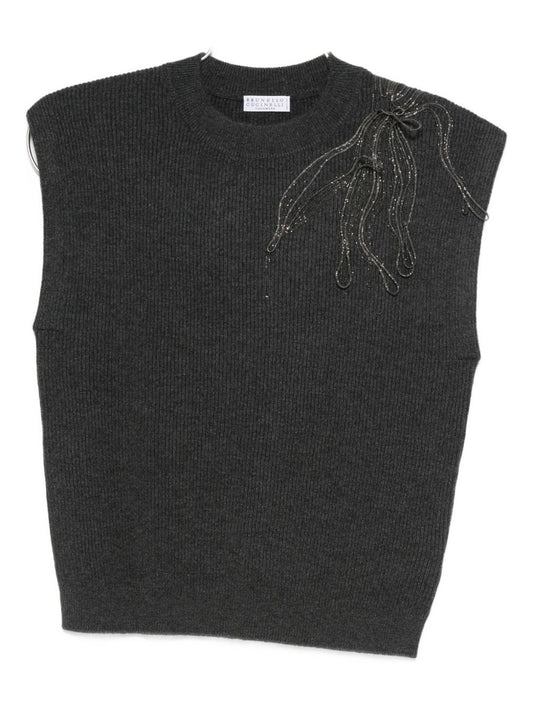 Brunello Cucinelli Embellished knitted vest