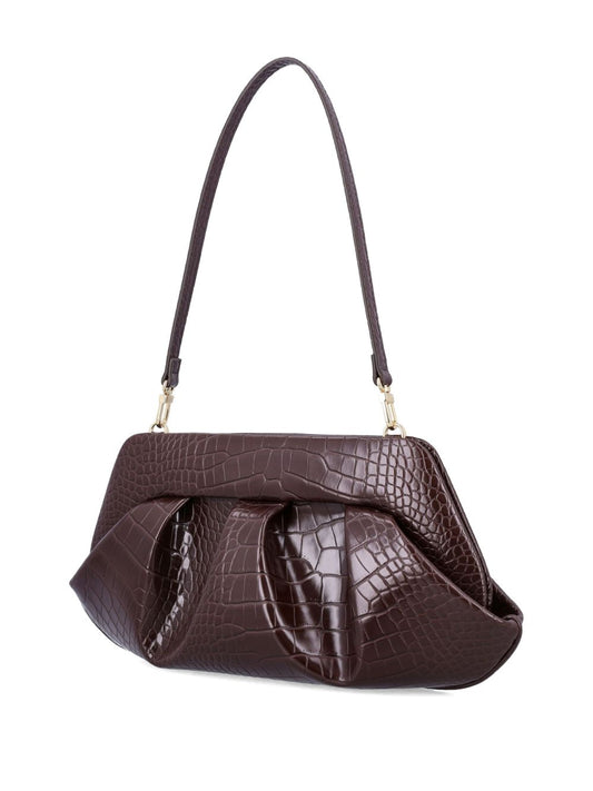 Themoire' Emera croco-embossed pleated clutch