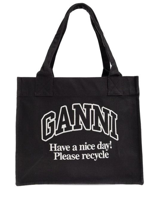 Ganni Recycled cotton large tote bag