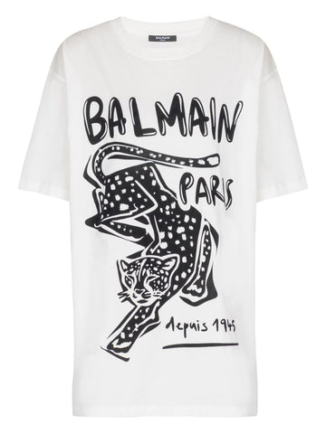 Balmain Short-sleeved T-shirt with leopard print