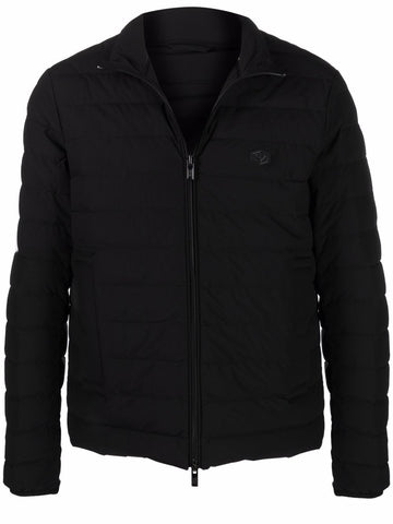 Emporio Armani Full-zip quilted nylon down jacket with eagle logo patch