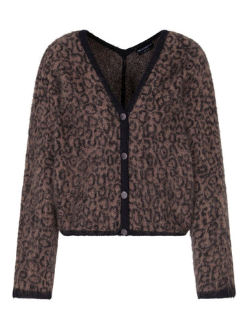 Emporio Armani V-neck cardigan in mohair wool blend with all-over jacquard pattern