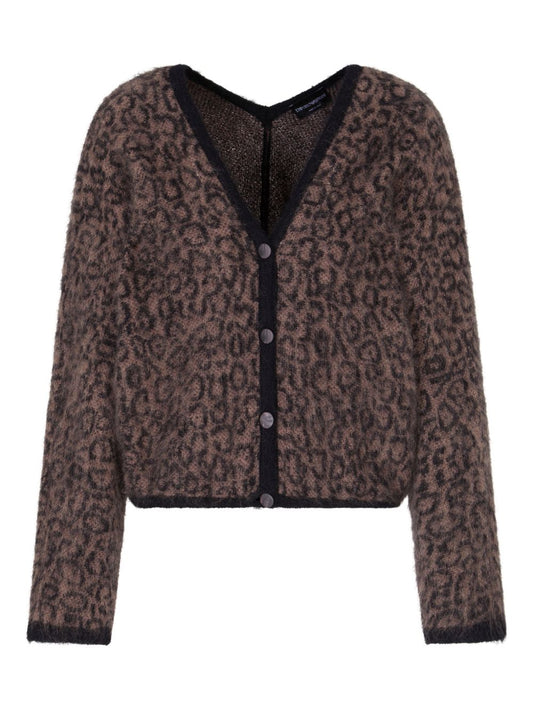 Emporio Armani V-neck cardigan in mohair wool blend with all-over jacquard pattern