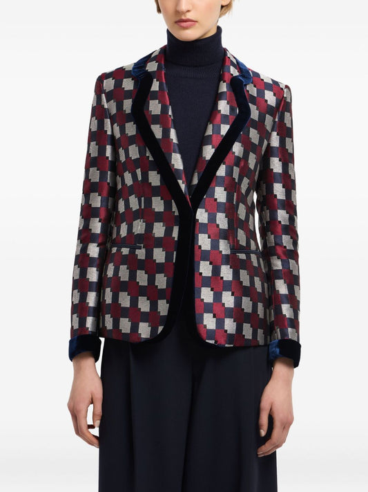 Emporio Armani Geometric jacquard blazer with velvet details