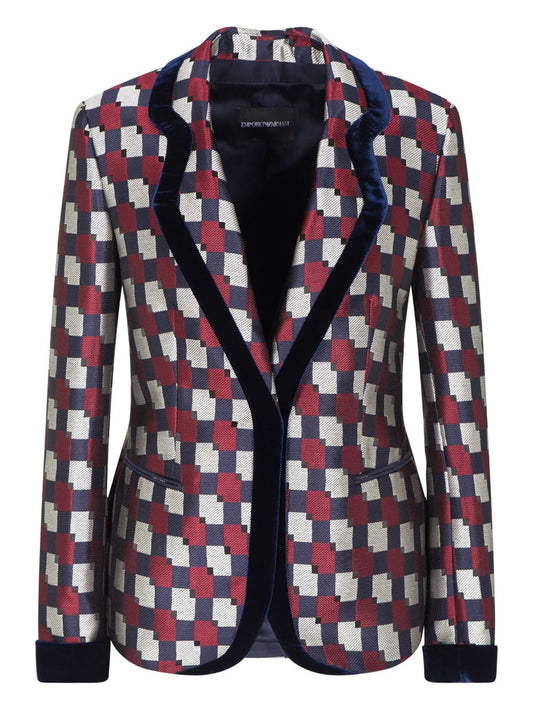 Emporio Armani Geometric jacquard blazer with velvet details