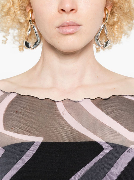 Pucci Abstract-print long-sleeve maxi dress