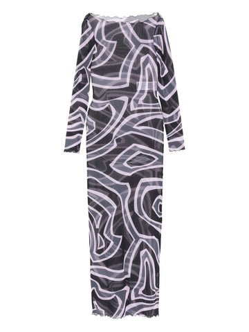 Pucci Abstract-print long-sleeve maxi dress