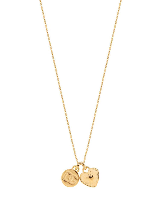 Dolce & Gabbana- gold-tone heart pendant logo pendant necklace