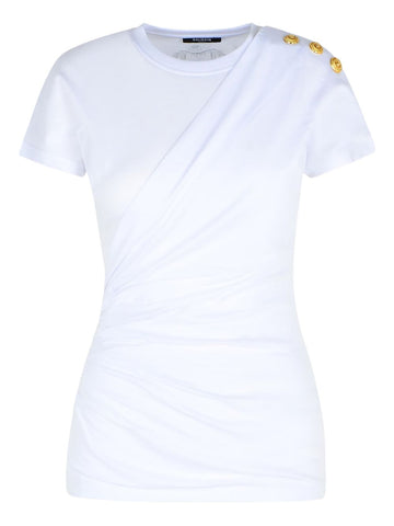 Balmain Shoulder-buttons draped T-shirt
