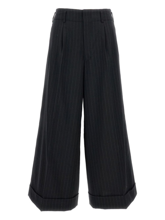 Comme Des Garcons Pinstripe cuffed trousers