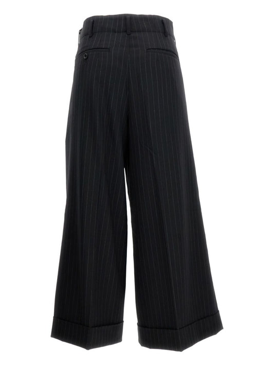 Comme Des Garcons Pinstripe cuffed trousers