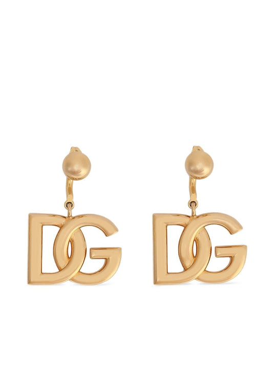 Dolce & Gabbana-DG logo clip-on earrings in gold-tone brass